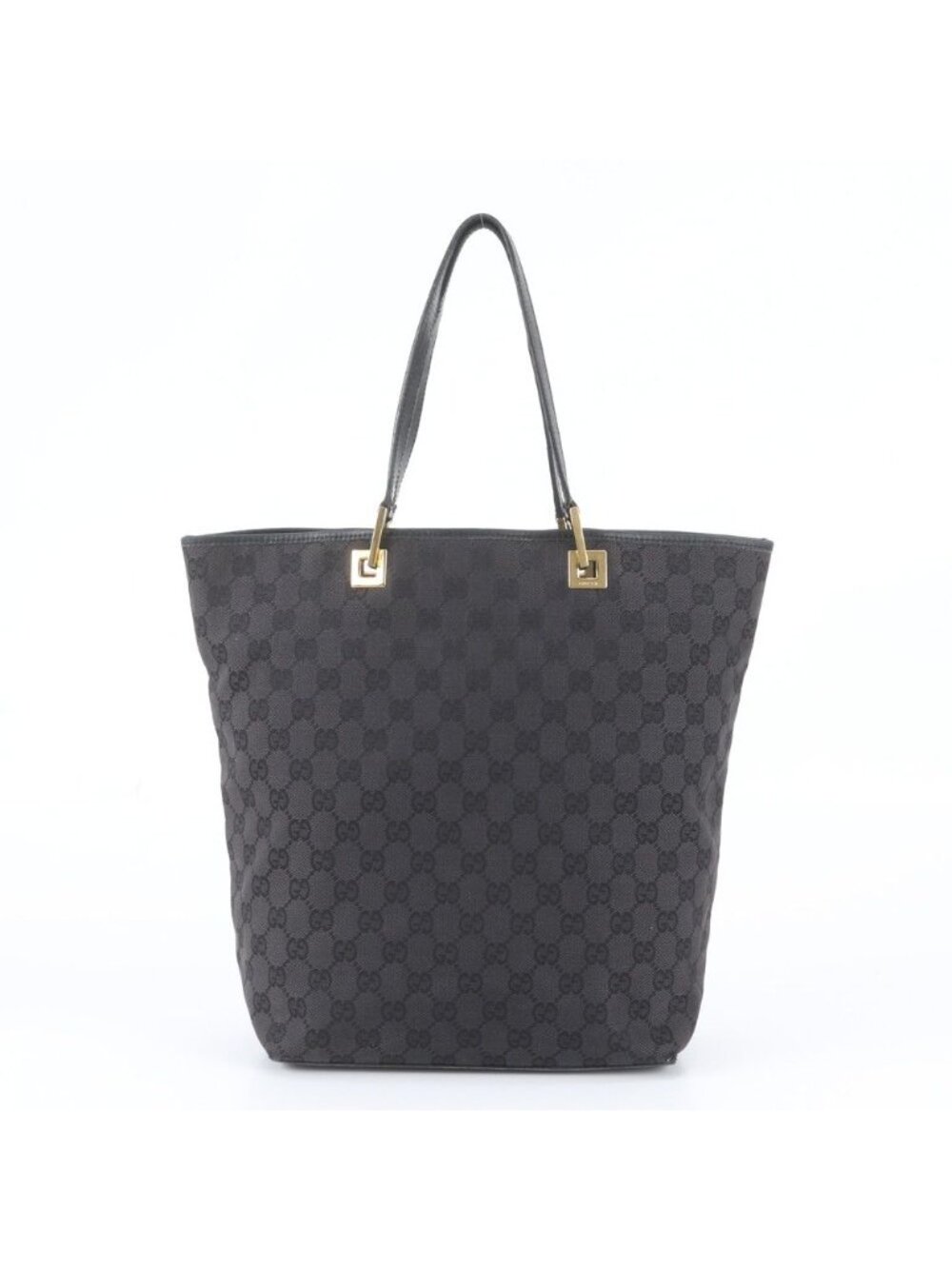 Gucci GG Canvas Leather Tote Bag Shoulder Hand Black